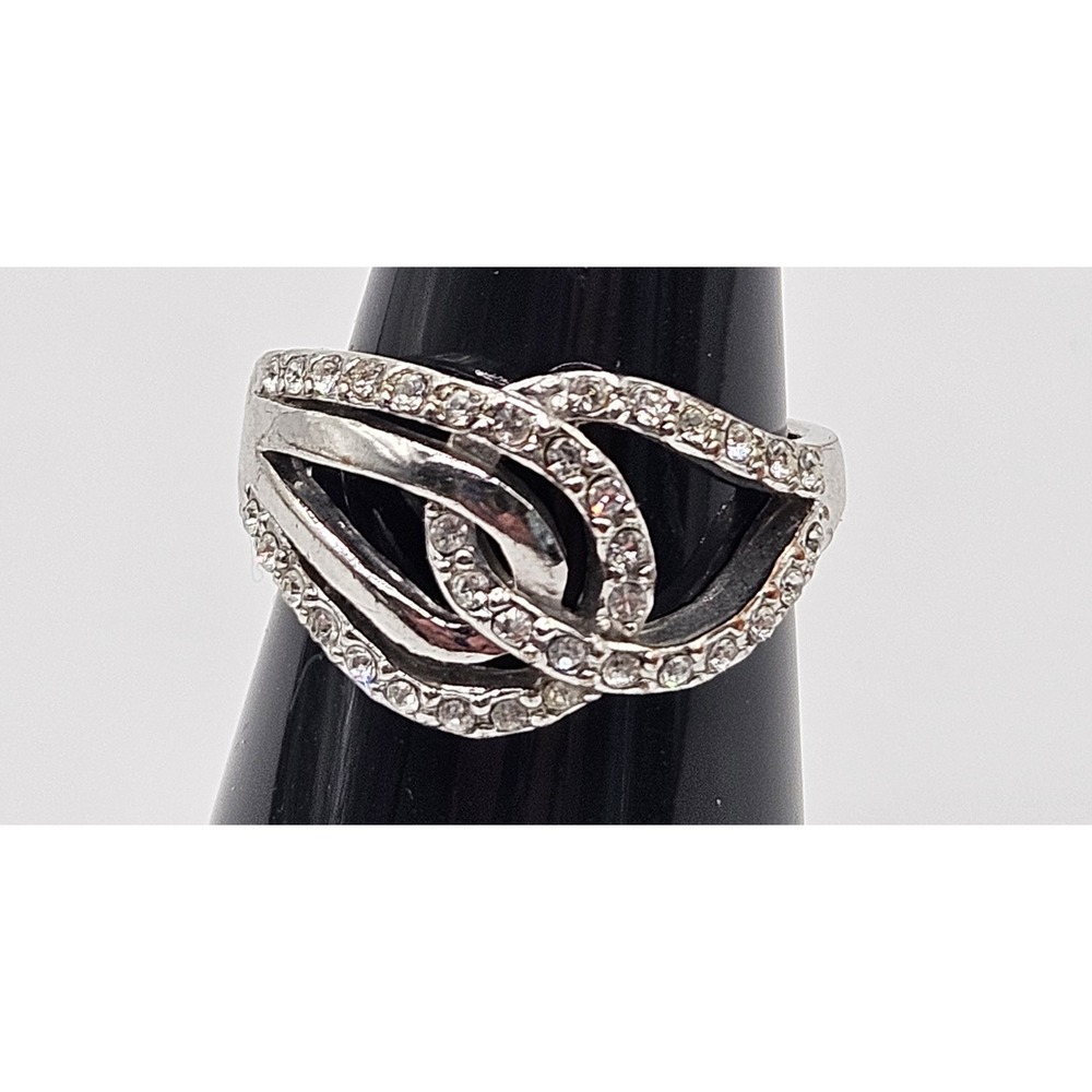 Infinity Loop Love Ring 18k White Gold Plated CZ Size 8
